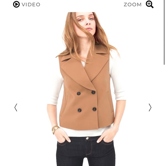 White House Black Market Jackets & Blazers - White House Black Market Tan Tailored Vest with Wide Lapels Button Style Size 8